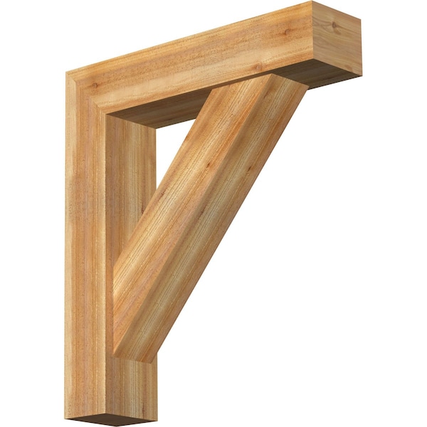 Ekena Millwork Traditional Block Rough Sawn Bracket w/ Offset Brace, Western Red Cedar, 8"W x 34"D x 38"H BKT0806X34X38TRA05RWR - main